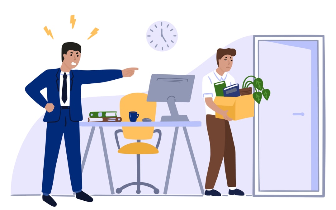 angry boss fires employee