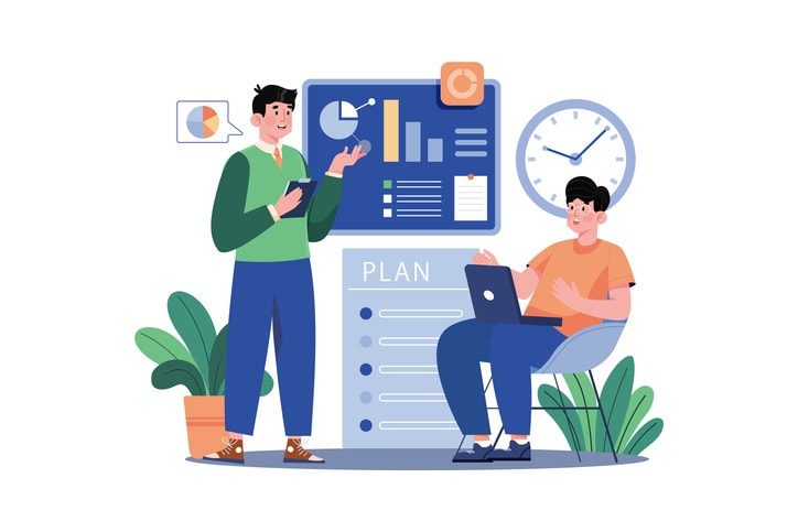 Business Planning Illustration concept on white background stock illustration