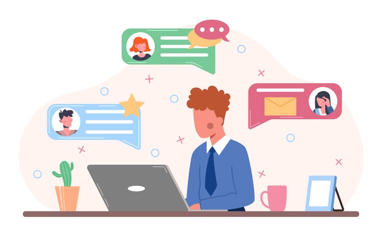 Communication via the Internet concept stock illustration