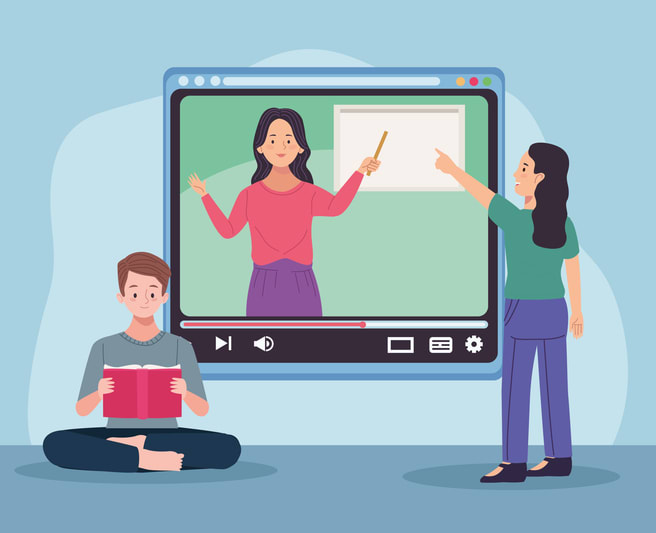 Female teacher and students couple stock illustration