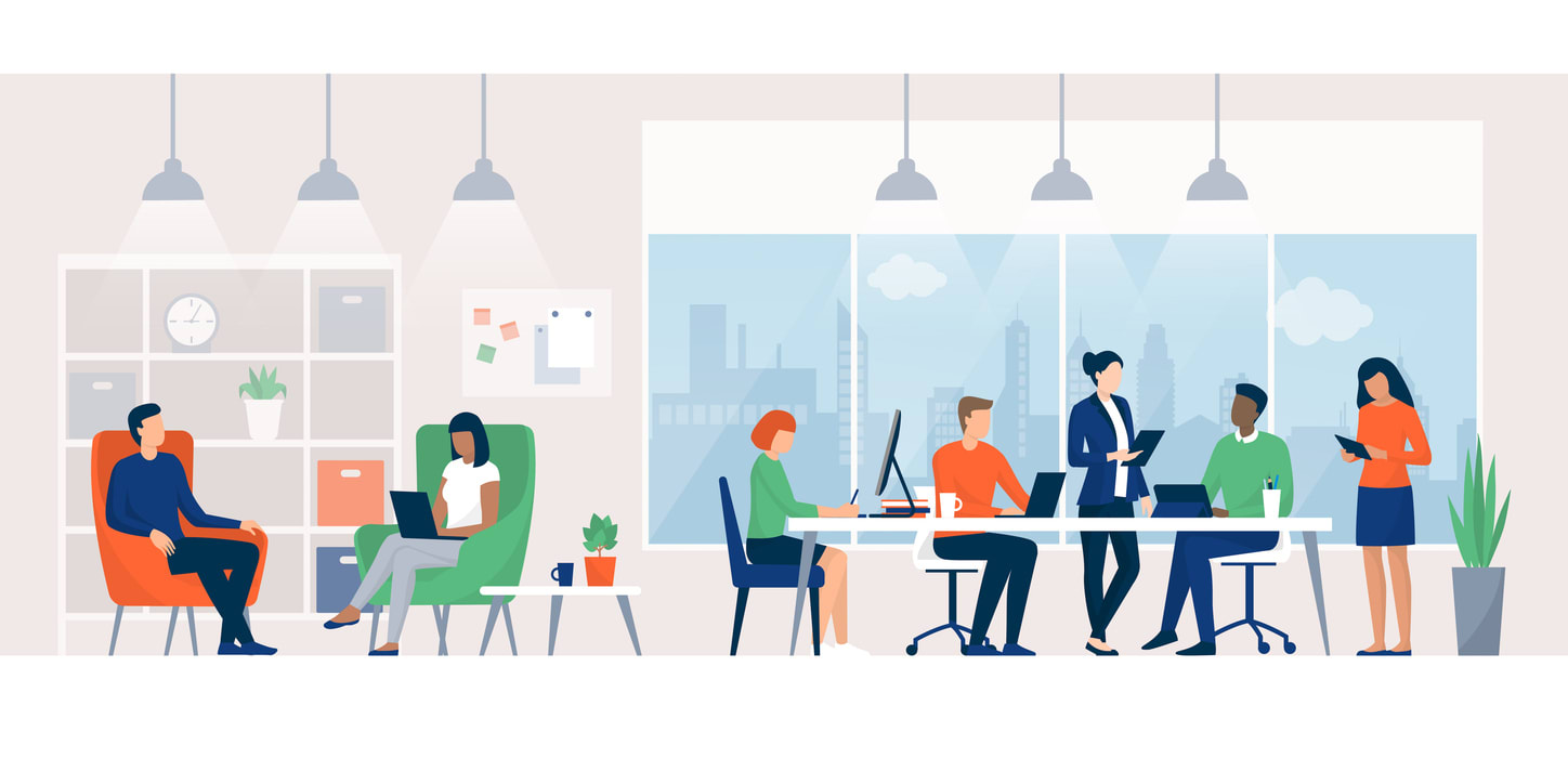 A positive work environment with motivational elements, enhancing productivity.