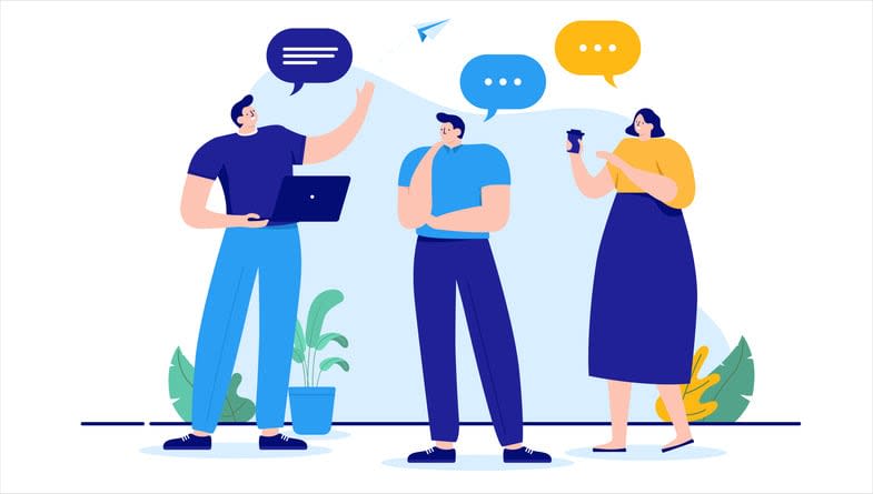 Work talk and discussion stock illustration